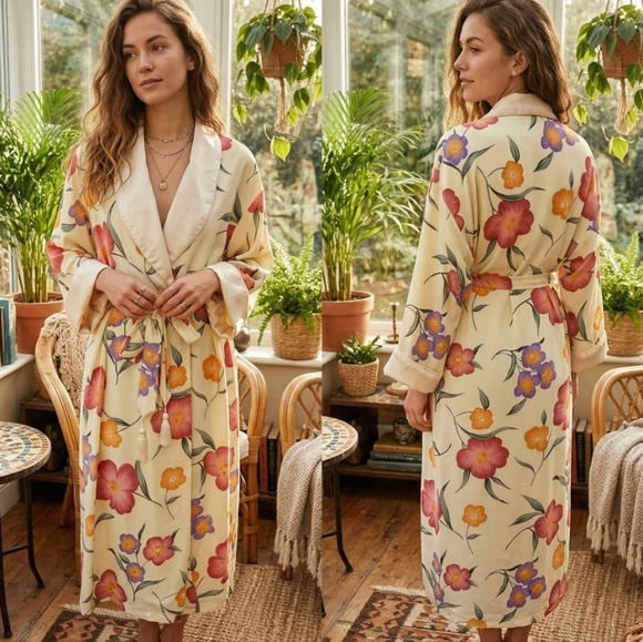 Vintage Other - Vintage Bendigo Impressions Floral Robe With Tassel Ties Size M